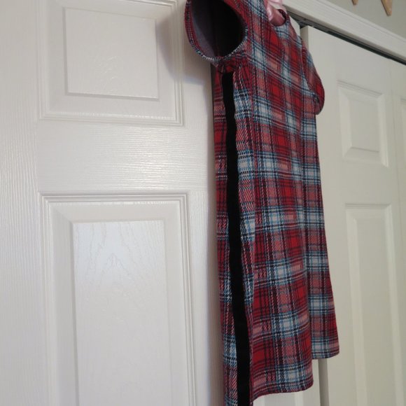 RED CHECKED DRESS WITH BLACK SIDE STRIPE - Picture 2 of 7